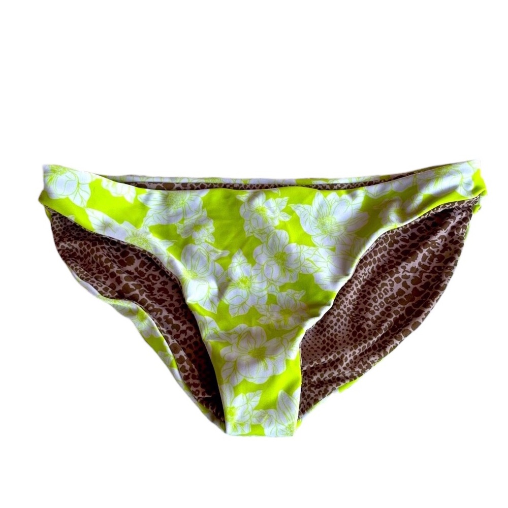 Acacia Swimwear Bikini Bottoms Neon Green Magnolia Floral Bikini Bottom